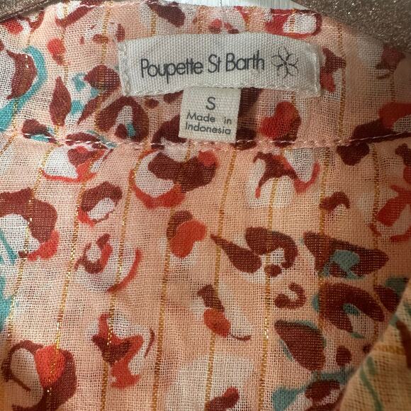 Poupette St. Barth Floral Metallic Stripe Lightweight Top - Picture 5 of 6